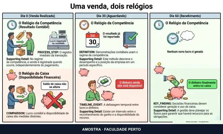 Uma venda, dois relógios: infográfico ilustrado do curso Gestão Financeira